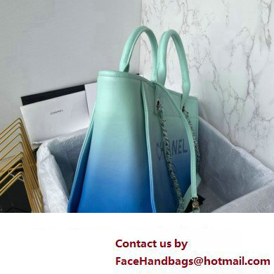 Chanel Shaded Calfskin  &  Silver-Tone Metal Shopping Bag AS3351 Turquoise  &  Blue 2024